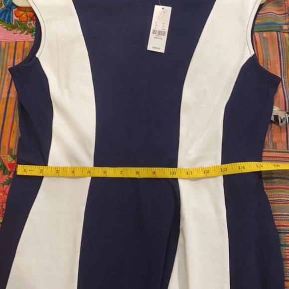 NY&Co front stripe dress white navy women M NWT - Picture 10 of 13